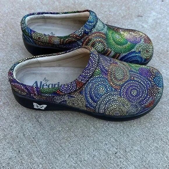 Alegria Kayla Bullseye Colorful KAY Mules Slip On Shoes Sz 37 - Picture 4 of 11
